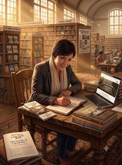 Picture of the Library where we find:The Bookshelf – Books and memoirs.The Reading Table – Articles and essays.The Research Shelf – Research papers and reports.The Learning Corner – Guides and educational resources.The Conversation Archive – Newsletter editions (A Seat at the Table), interviews and recorded talks.