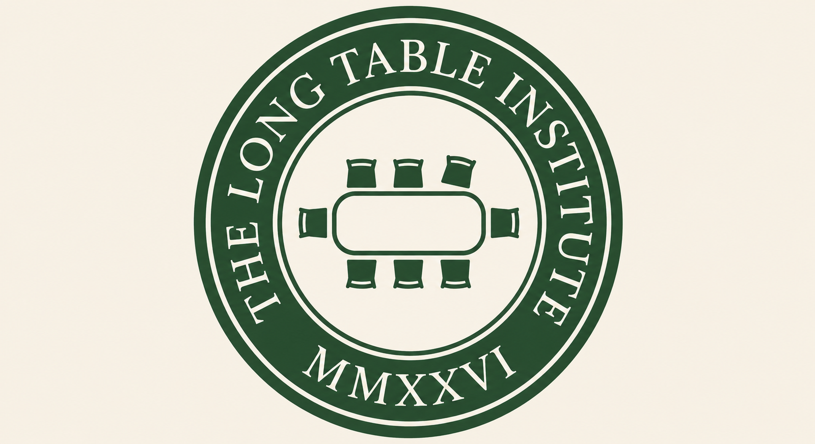 The FOunders official seal. The logo with picture of a table and eigth chairs, where one of them is rotated out from the table- symbolize the empty chair
