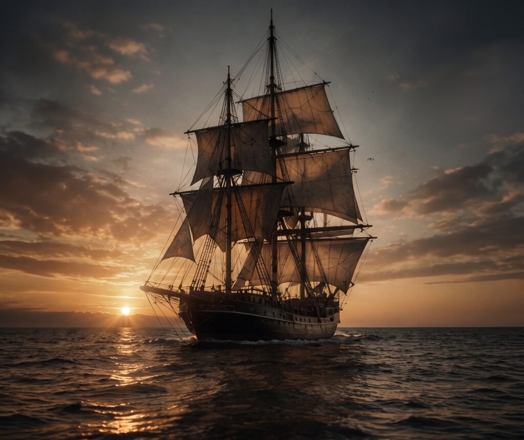 Picture of the sailship the author was working on when she was 17 years old
Illustrated by AI

